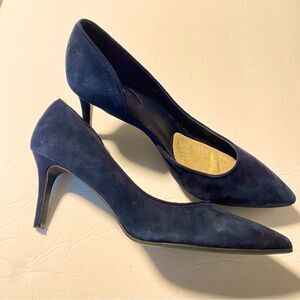 Bandolino Guinna High Heel Stiletto Pumps D’Orsay Navy Suede Leather 10M